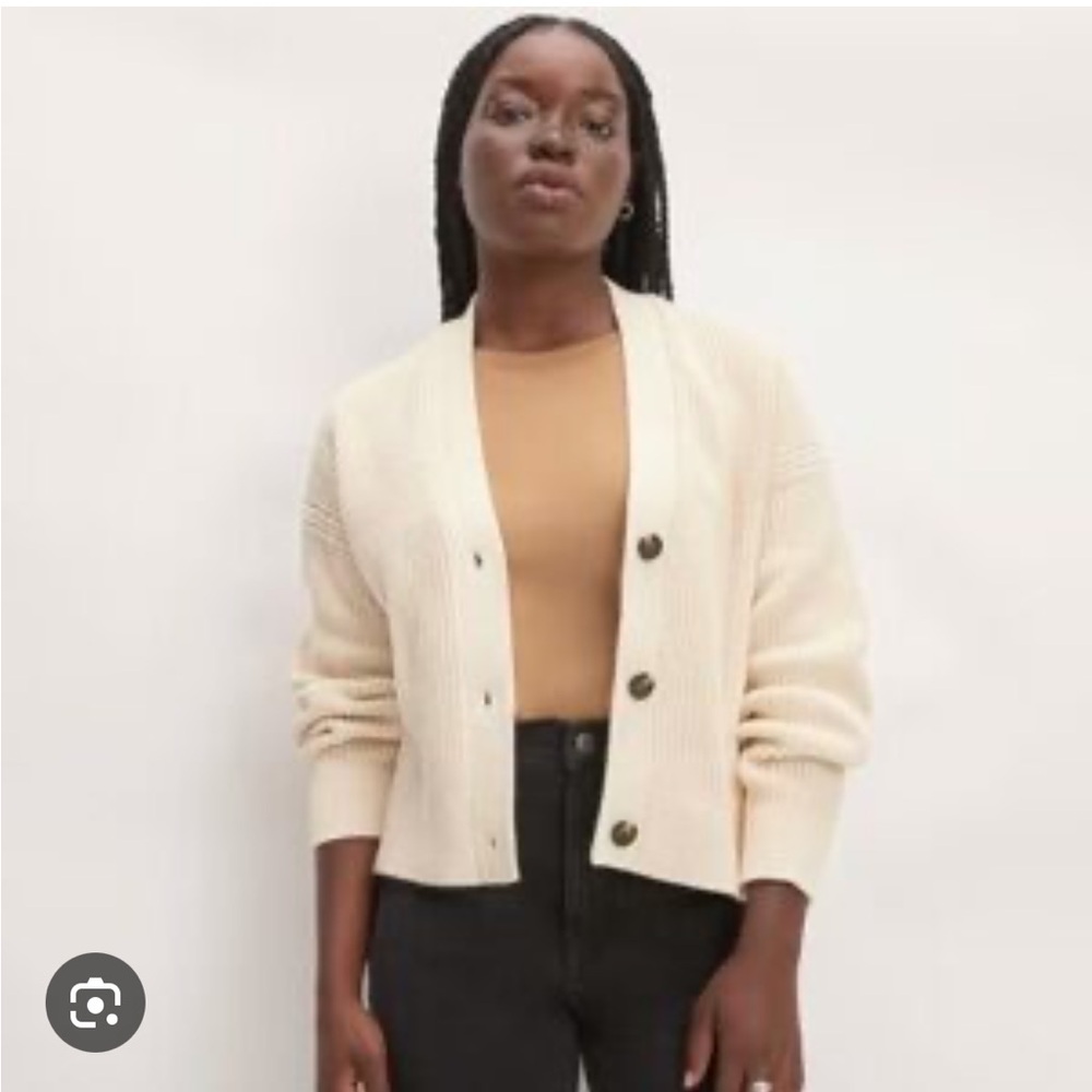 EVERLANE 100% Wool V-Neck Cardigan Cream, Size XXS NWOT